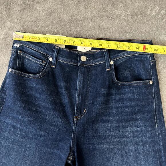 Citizens of Humanity Jeans Womens 29 Wide Leg Frayed Hem Cropped Dark Wash NWT - Picture 9 of 11